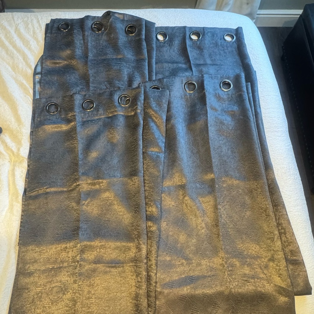 Metallic Gray Grommet Curtain Panels (4)